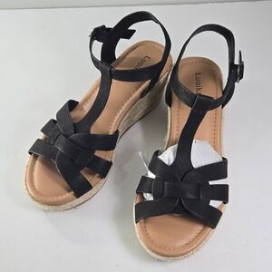 Luoika Black Woven Espadrille Wedge Sandals Women's Size 9.5 Wide